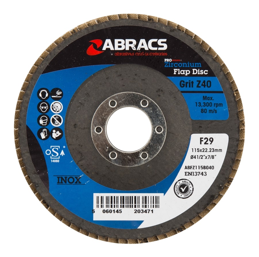 Abracs Flap Disc 115mm x 40g ZIRCONIUM