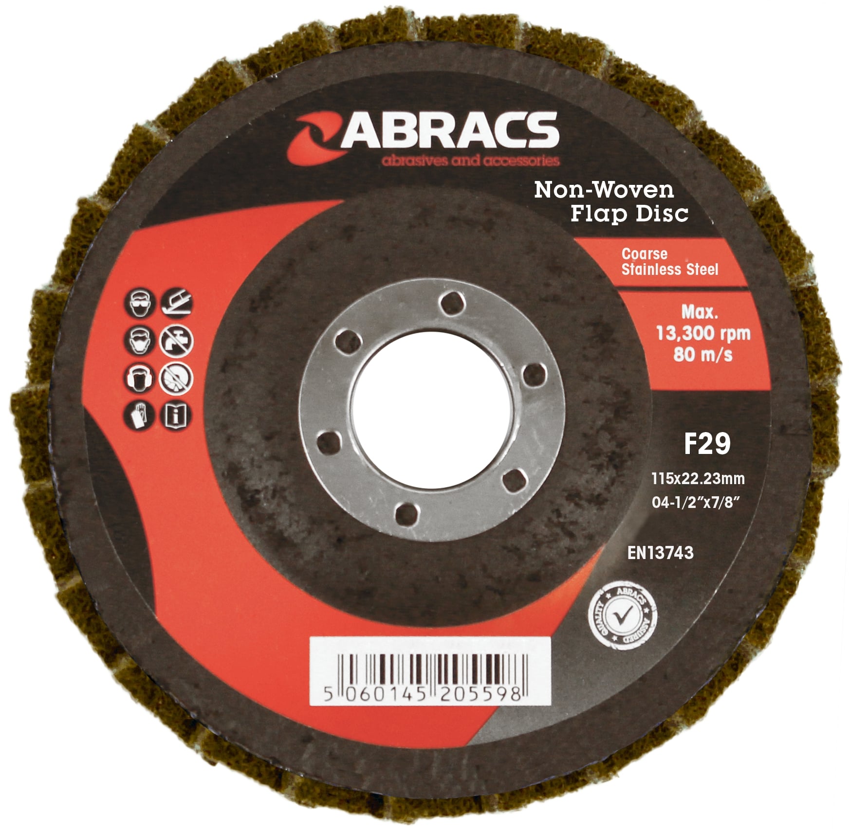 Abracs  POLIRICO NON-WOVEN FLAP DISC 115mm BROWN (COARSE)