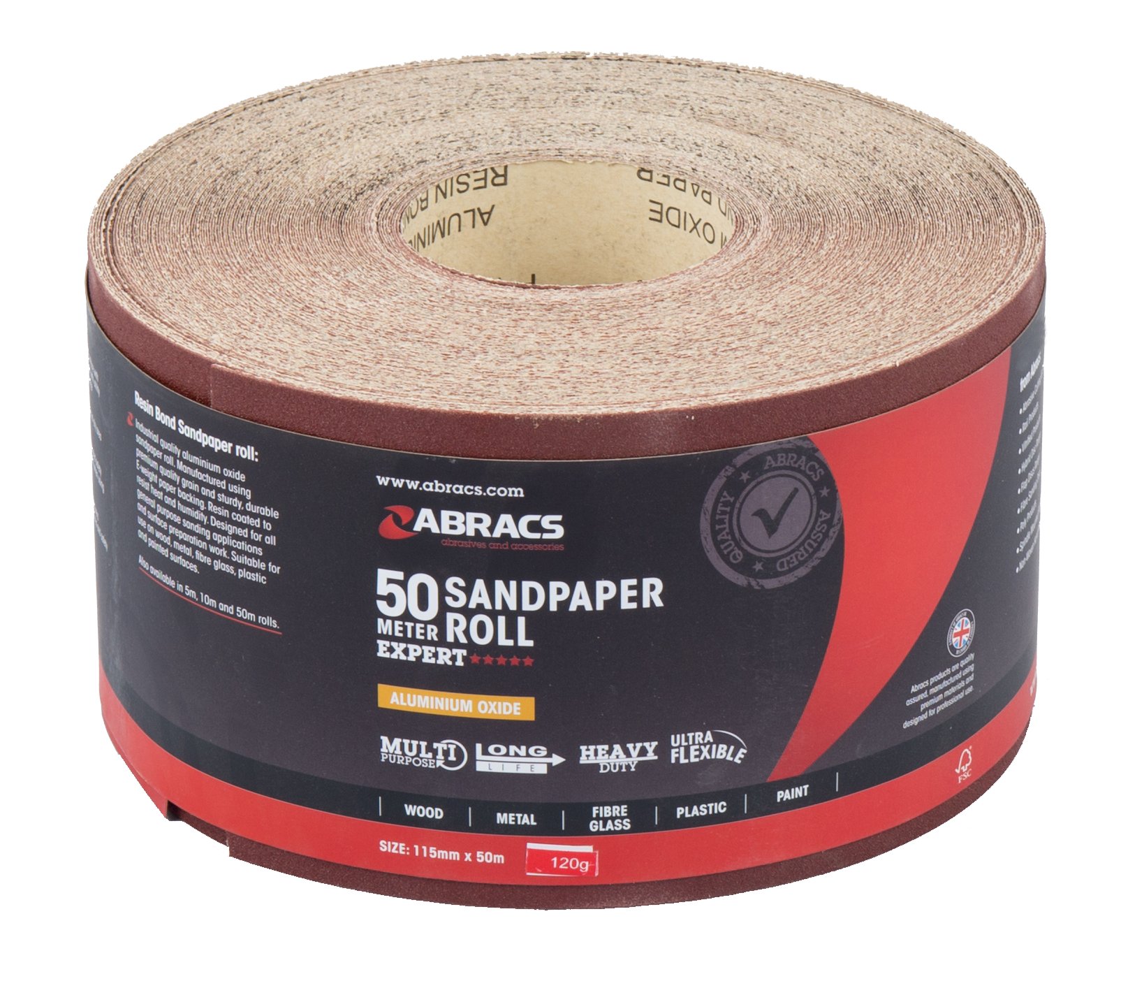 Abracs  Sandpaper Roll 115mm x 50M x 120G