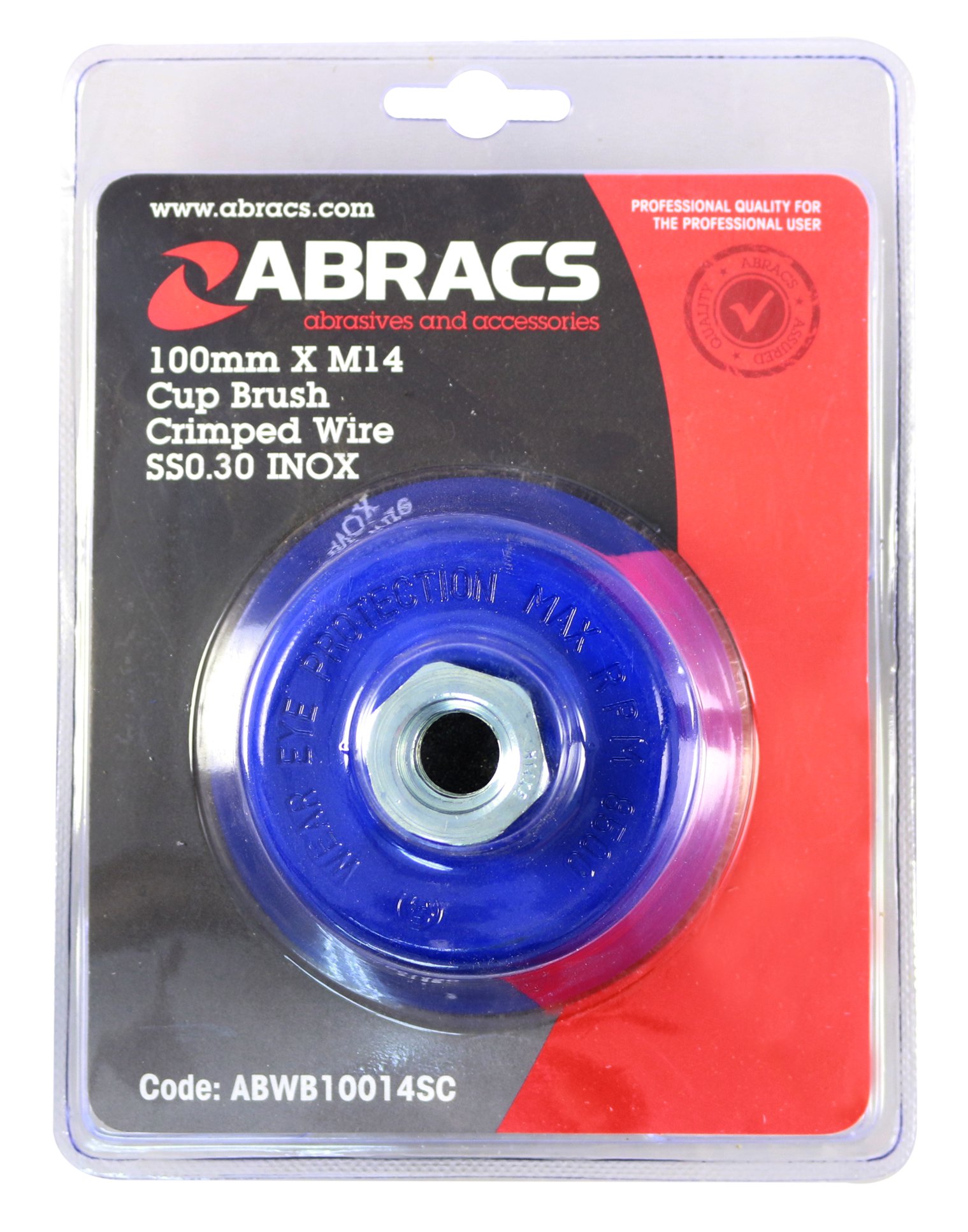 Abracs  100mm x M14 CRIMP WIREBRUSH S/S