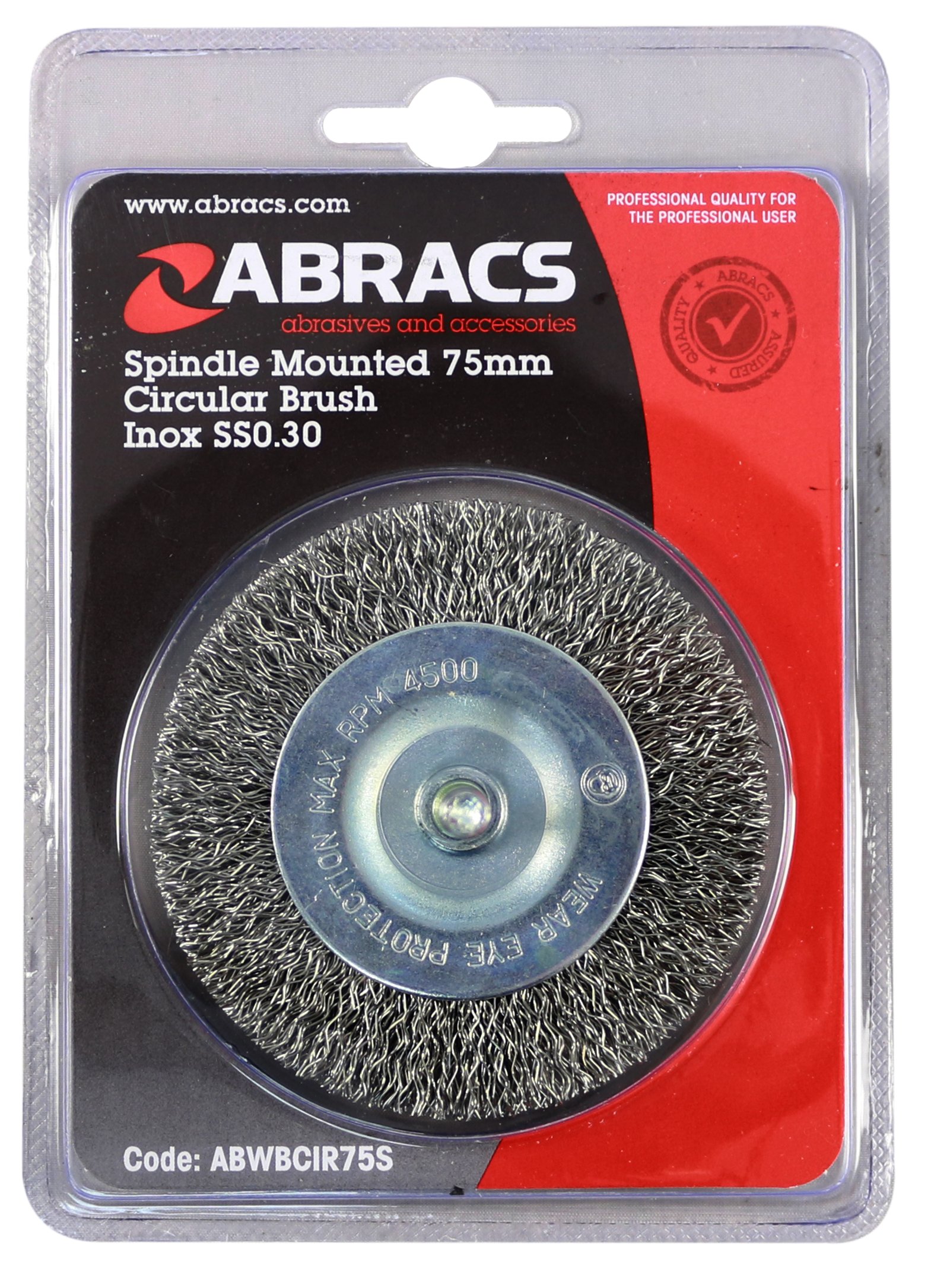 Abracs  SPINDLE MOUNTED 75mm CIRCULAR BRUSH S/S 