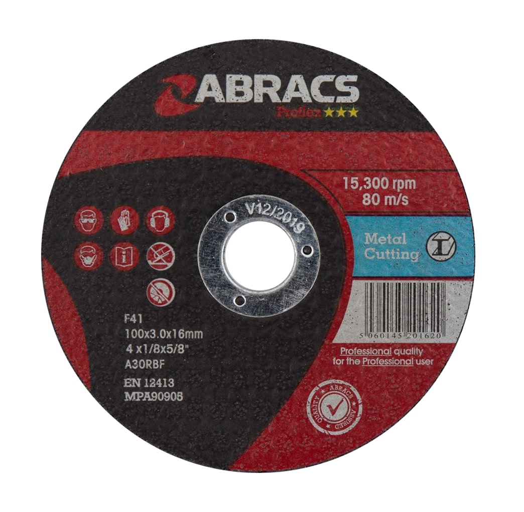 Abracs  PROFLEX 100mm x 3mm x 16mm FLAT  METAL Cutting Disc