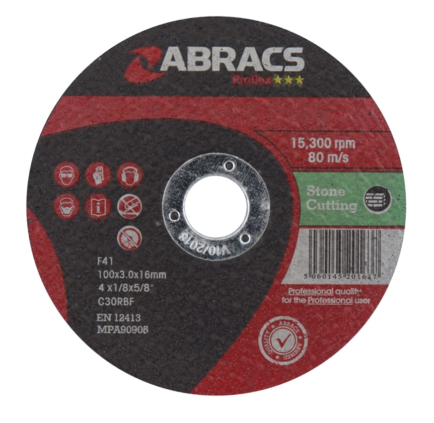 Abracs  PROFLEX 100mm x 3mm x 16mm FLAT STONE CUTTING DISCS