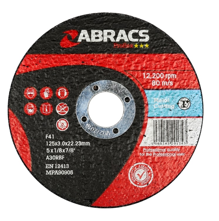 Abracs  PROFLEX 125mm x 3mm x 22mm FLAT METAL Cutting Disc