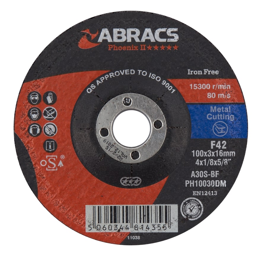 Abracs  PHOENIX II 100mm x 3mm x 16mm DPC METAL Cutting Disc
