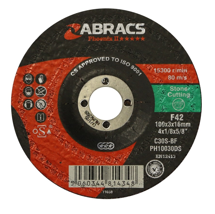 Abracs  PHOENIX II 100mm x 3mm x 16mm DPC STONE Cutting Disc