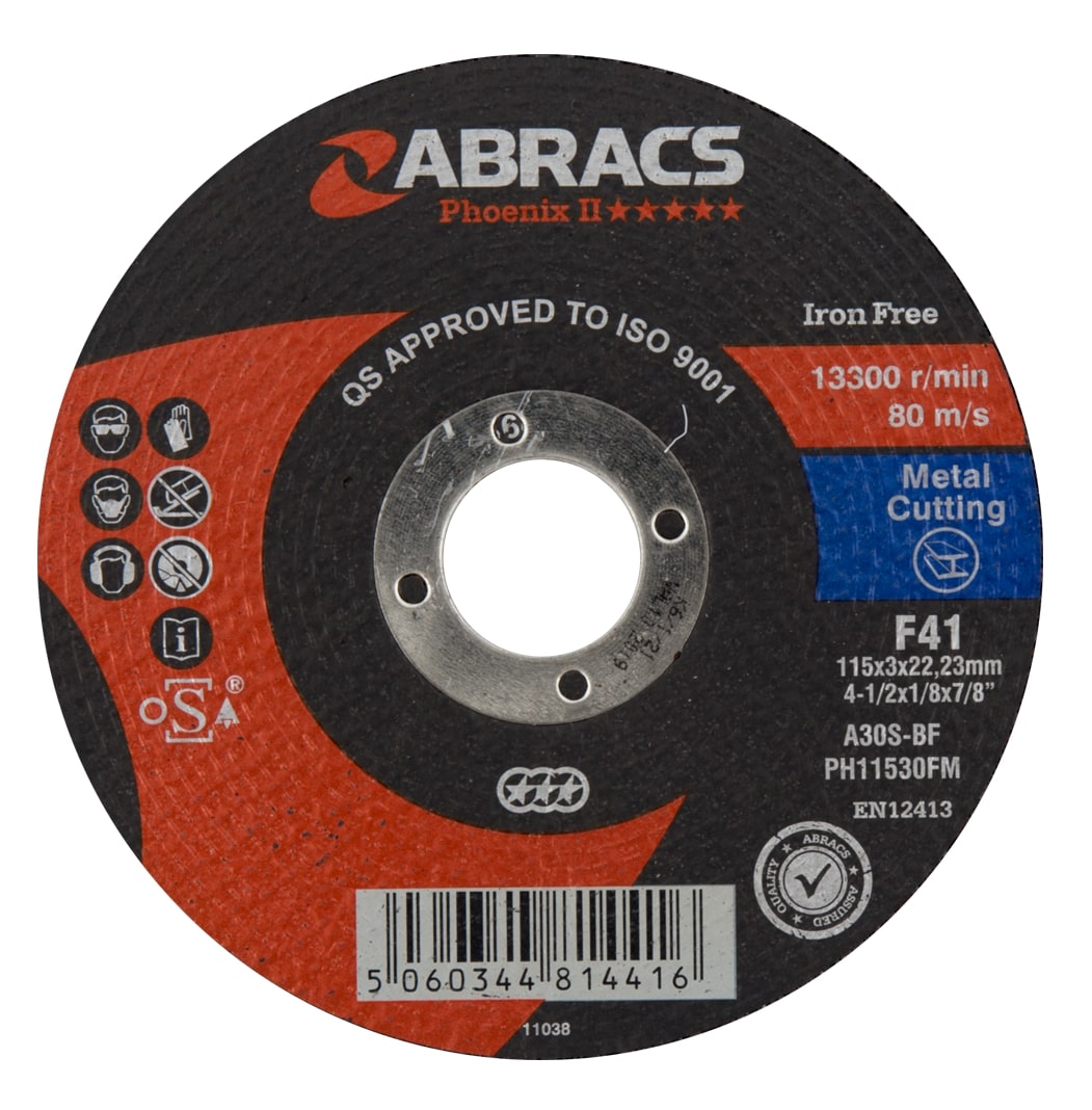 Abracs  PHOENIX II 115mm x 3mm x 22mm FLAT METAL Cutting Disc