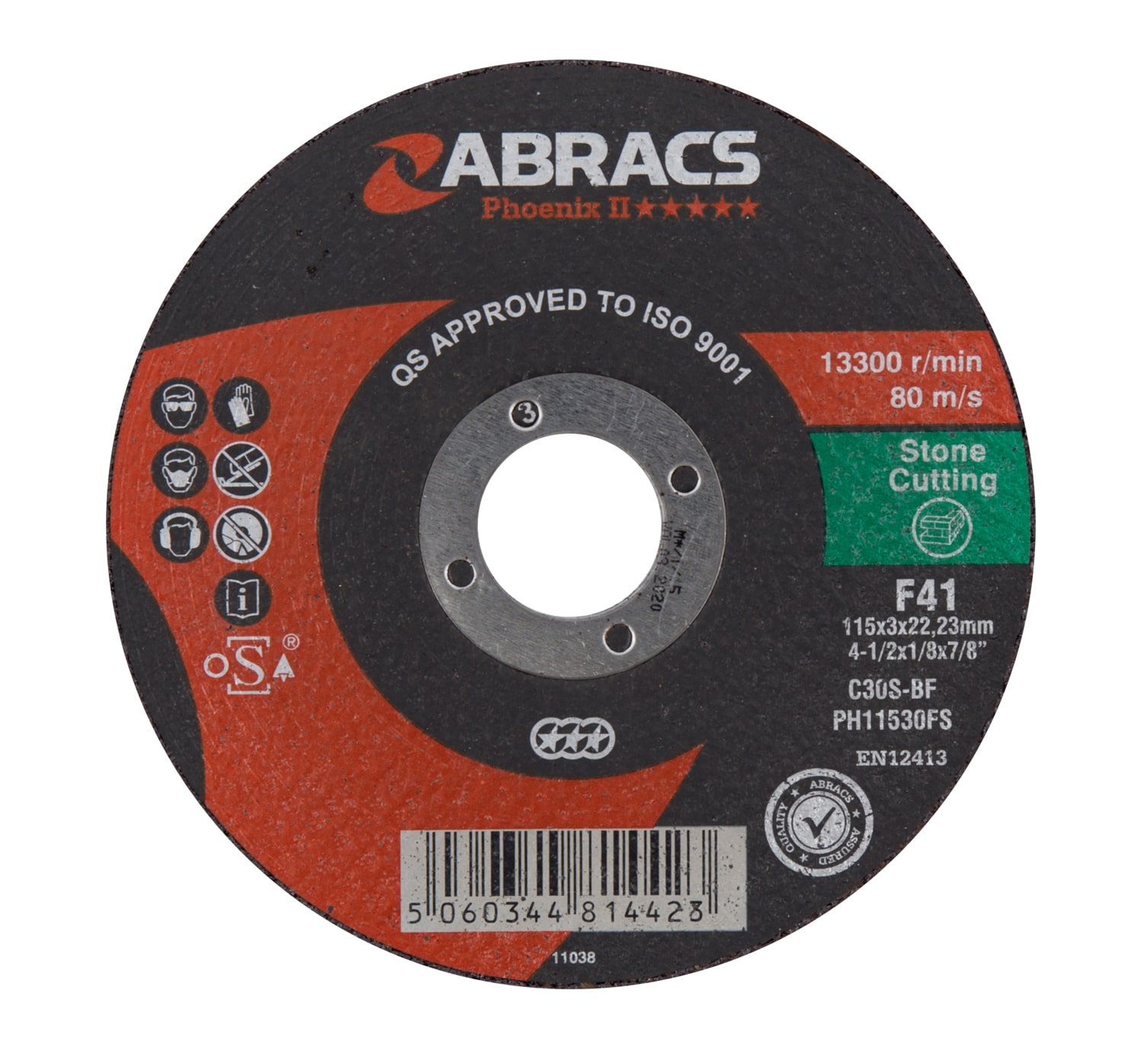 Abracs  PHOENIX II 115mm x 3mm x 22mm FLAT STONE Cutting Disc