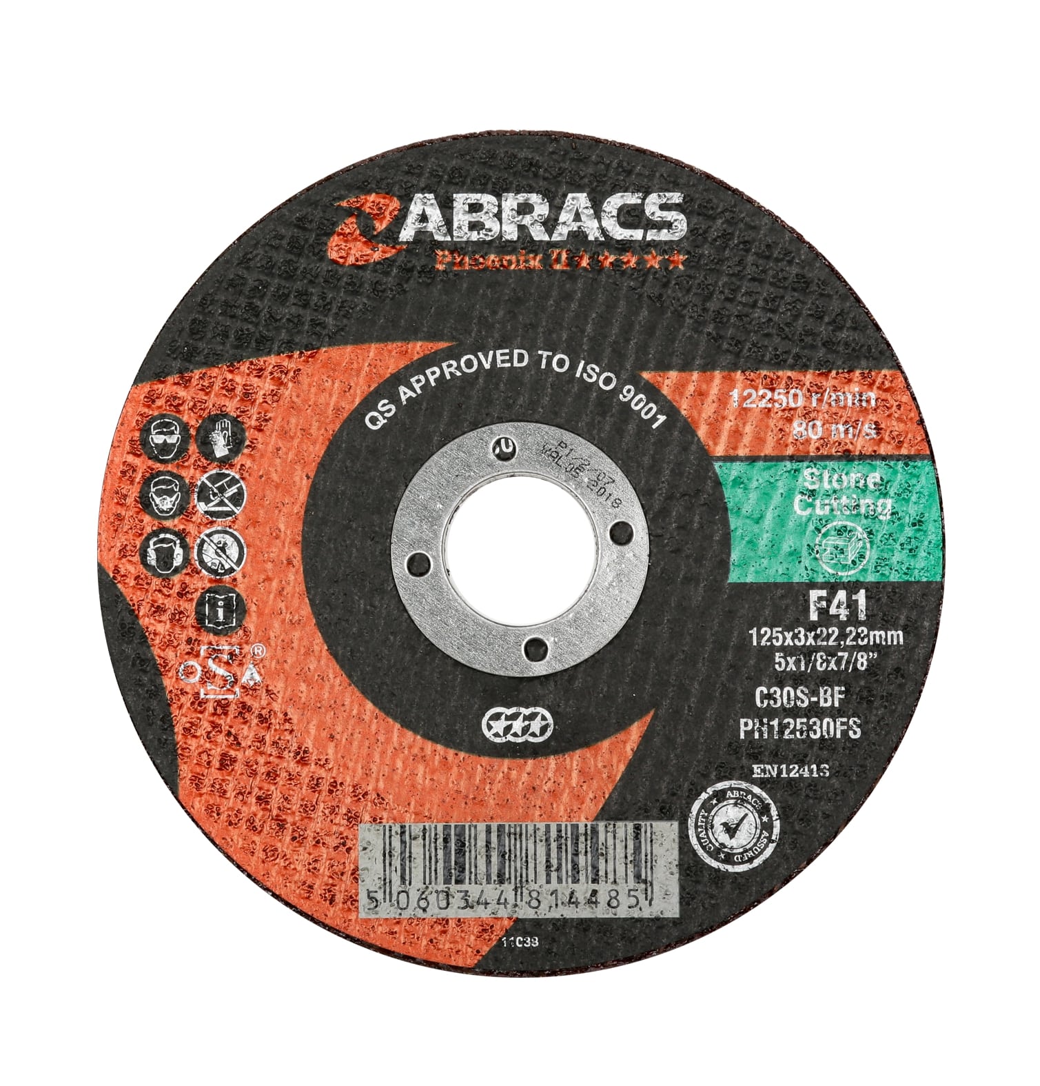 Abracs  PHOENIX II 125mm x 3mm x 22mm FLAT STONE Cutting Disc