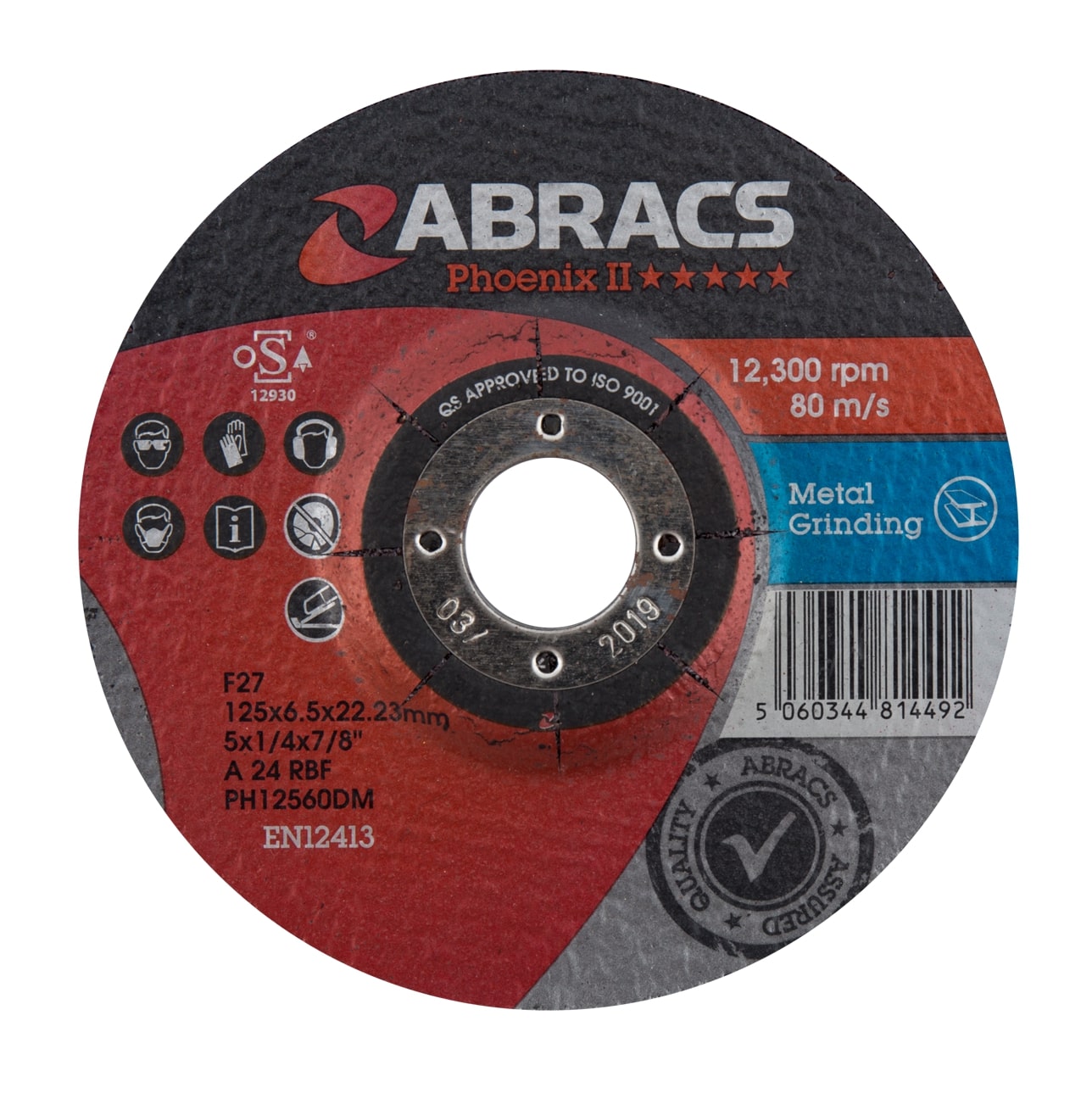 Abracs  PHOENIX II 125mm x 6mm x 22mm DPC METAL Grinding Disc