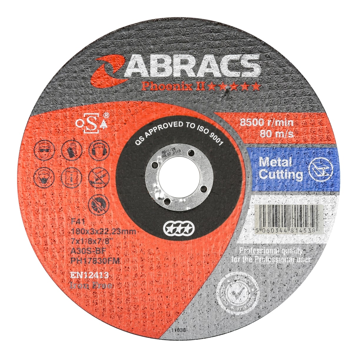 Abracs  PHOENIX II 178mm x 3mm x 22mm FLAT METAL Cutting Disc