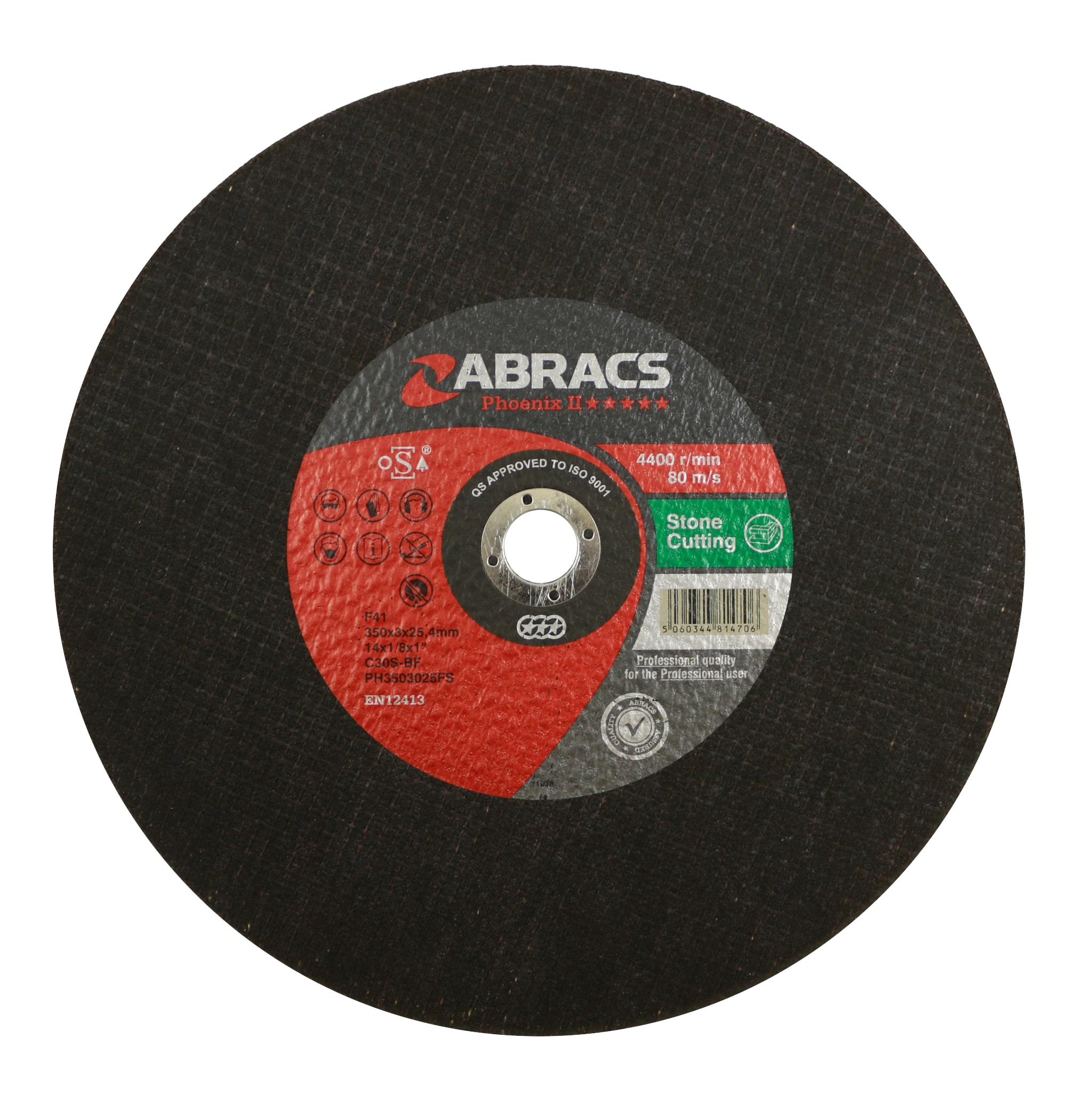 Abracs  PHOENIX II 350mm x 3mm x 25mm FLAT STONE Cutting Disc