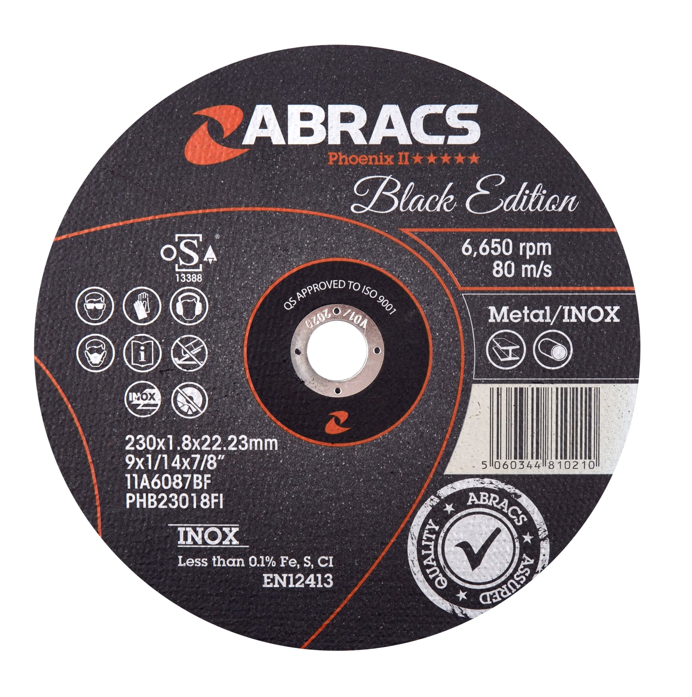 Abracs  BLACK EDITION 230mm x 1.8mm x 22mm INOX 