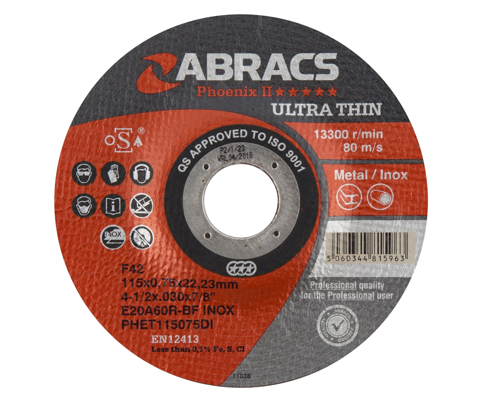 Abracs  115mm x 0.75mm x 22mm PHOENIX ULTRA THIN Cutting Disc