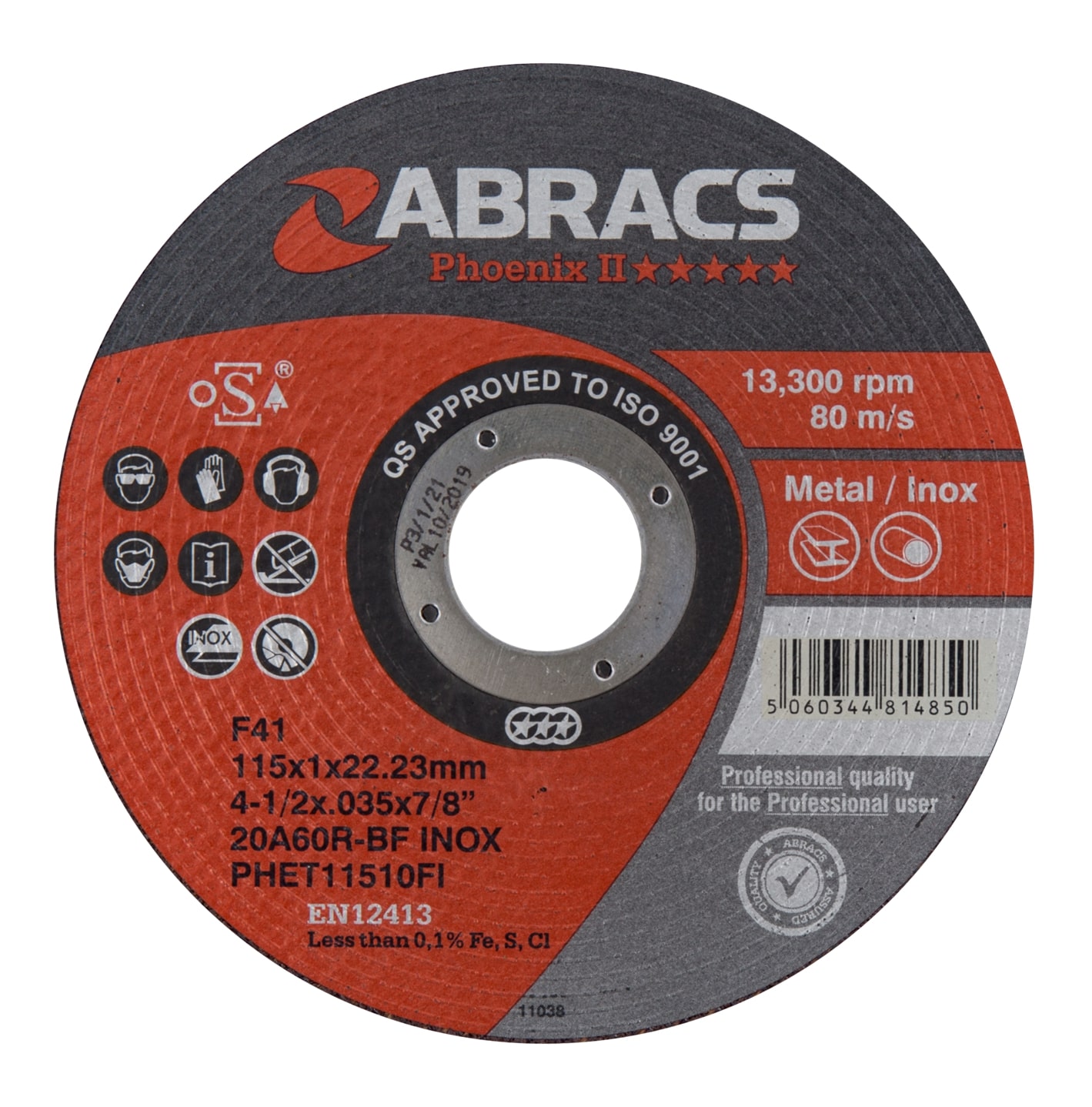 Abracs  115mm x 1.0mm x 22mm PHOENIX EXTRA THIN Cutting Disc