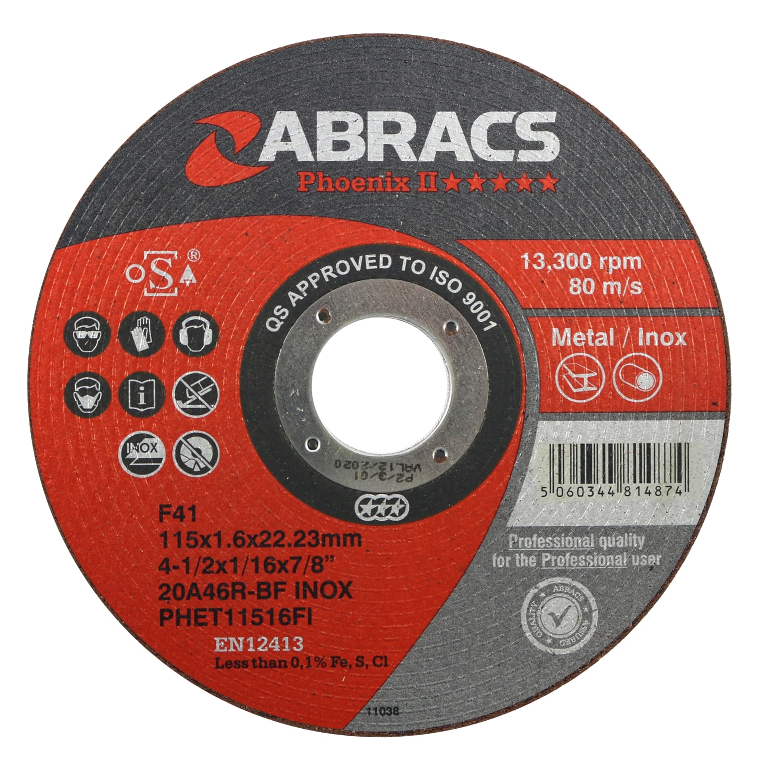 Abracs  115mm x 1.6mm x 22mm PHOENIX EXTRA THIN Cutting Disc