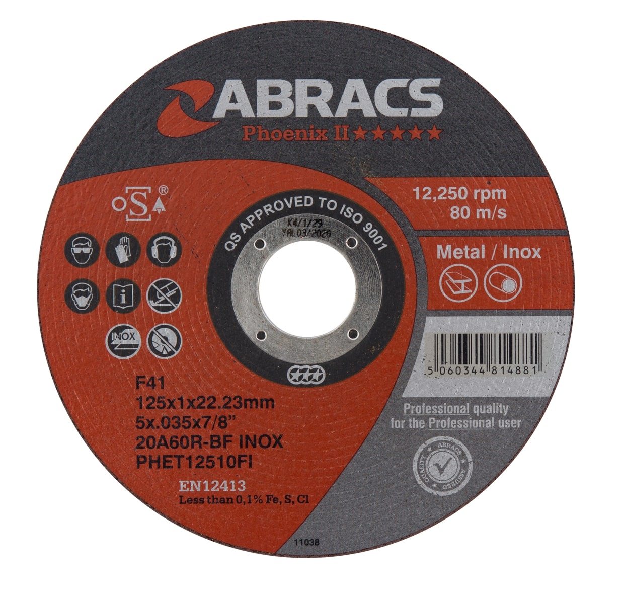 Abracs  125mm x 1.0mm x 22mm PHOENIX EXTRA THIN Cutting Disc