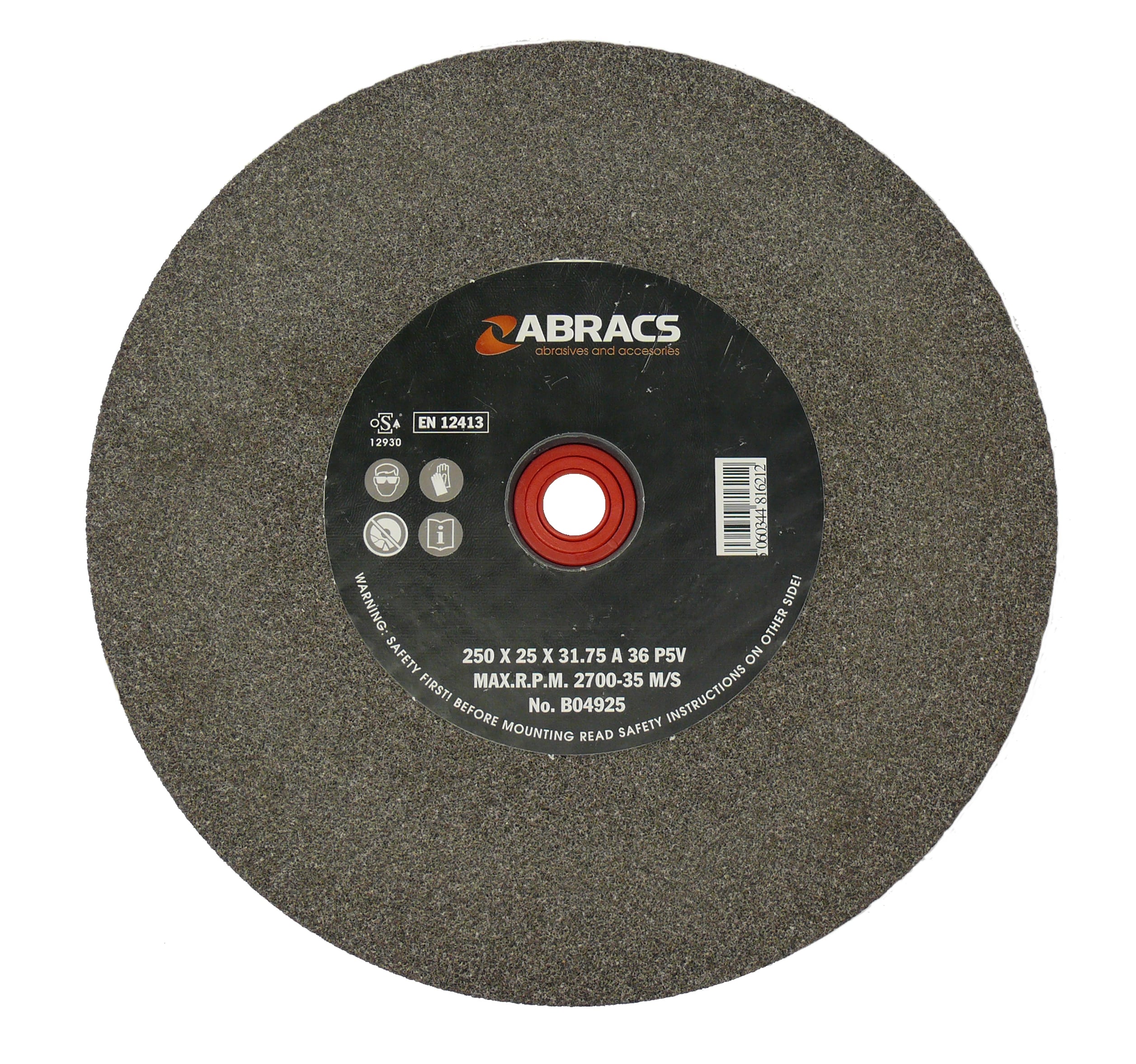 Abracs  250mm x 25mm x 80g AL/OX BENCH GRINDING WHEEL