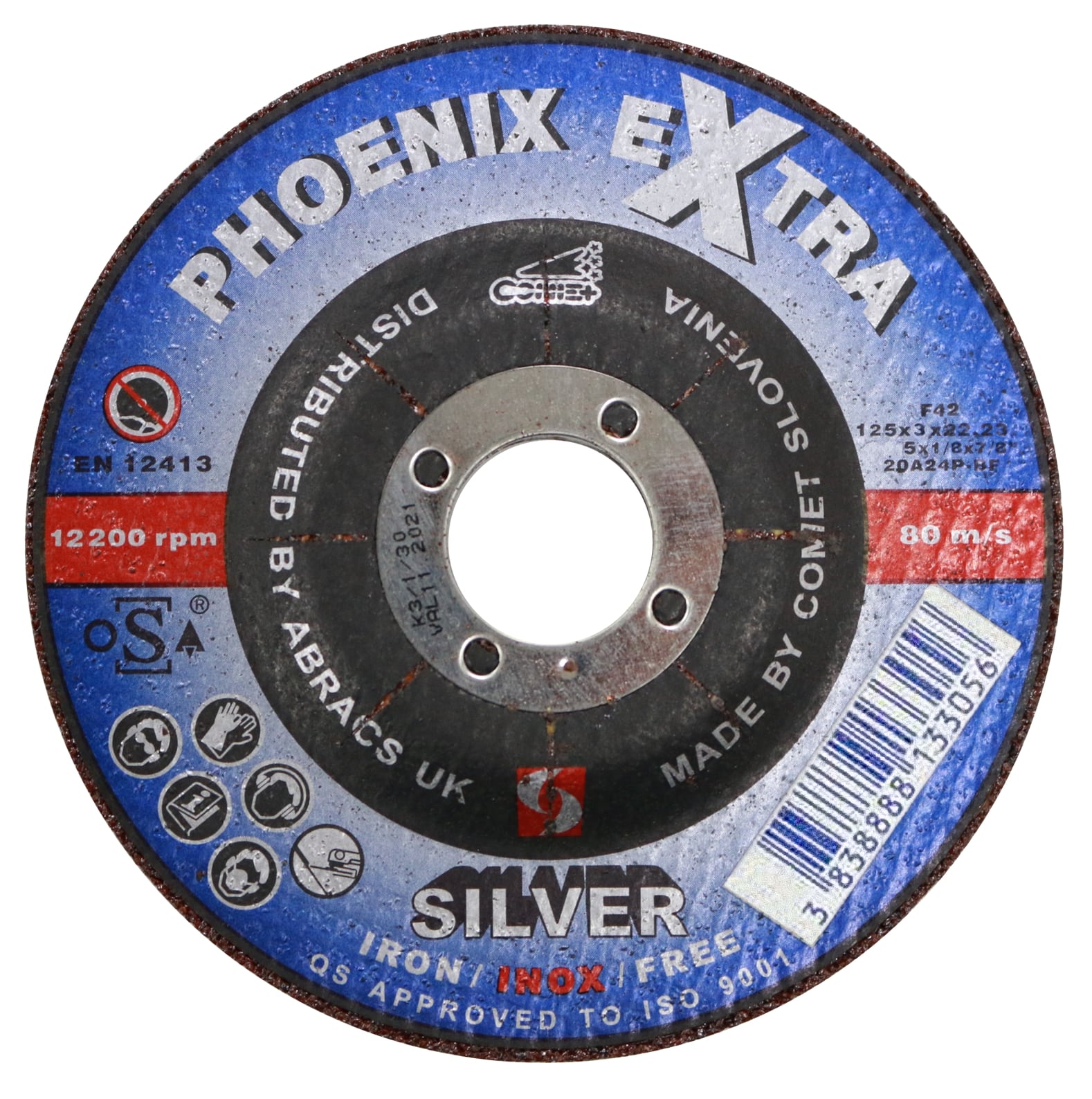 Abracs  SILVER 125mm x 3mm x 22mm DPC INOX Cutting Disc