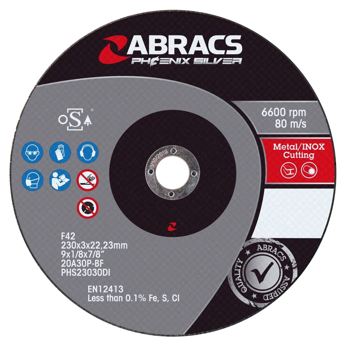 Abracs  SILVER 230mm x 3mm x 22mm DPC INOX Cutting Disc