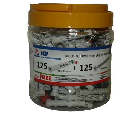 JCP 6.0 x 45mm Handyplug And Screw Tub **qty per tub 200 + 200**