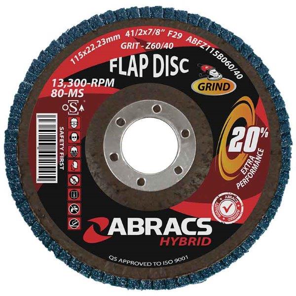 Abracs Hybrid Flap Disc 115mm x 22mm x 60/40g 