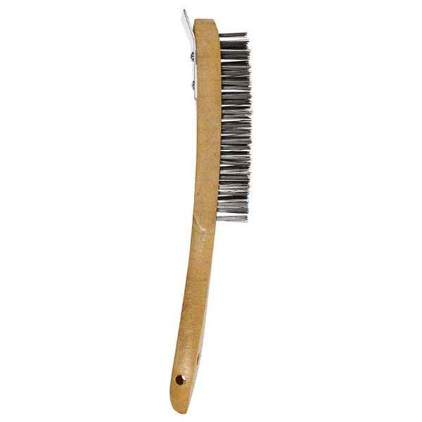 Abracs  4 ROW WOODEN HANDLED BRUSH WITH SCRAPER